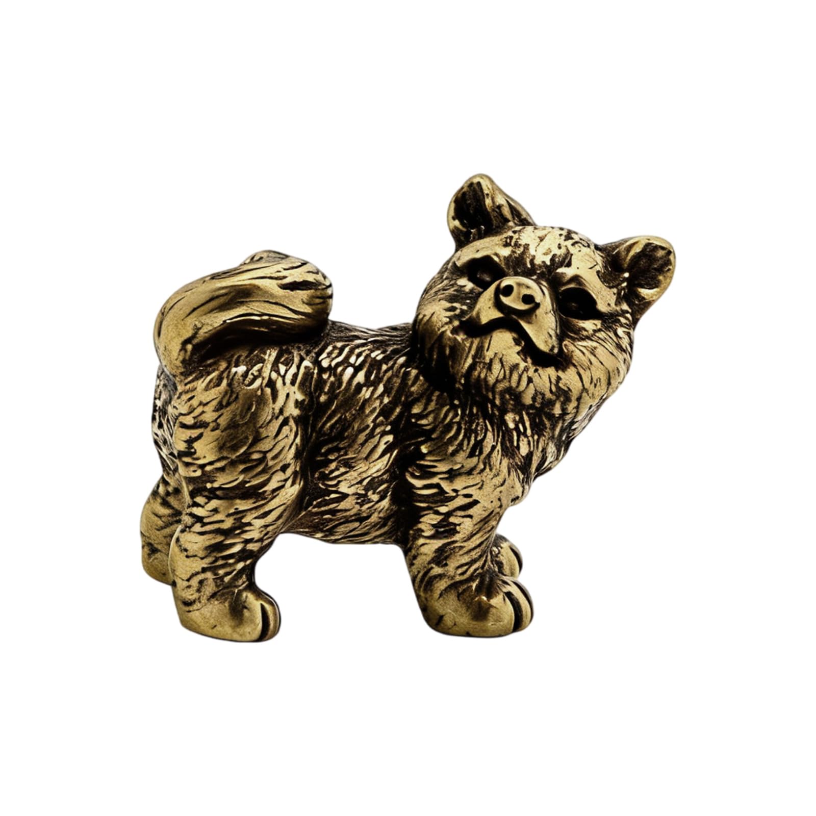 Kaeltsyn Brass Chinese Rural Dog Miniature Statue Fengshui Ornament for Home Decor Cultural Gift Decors