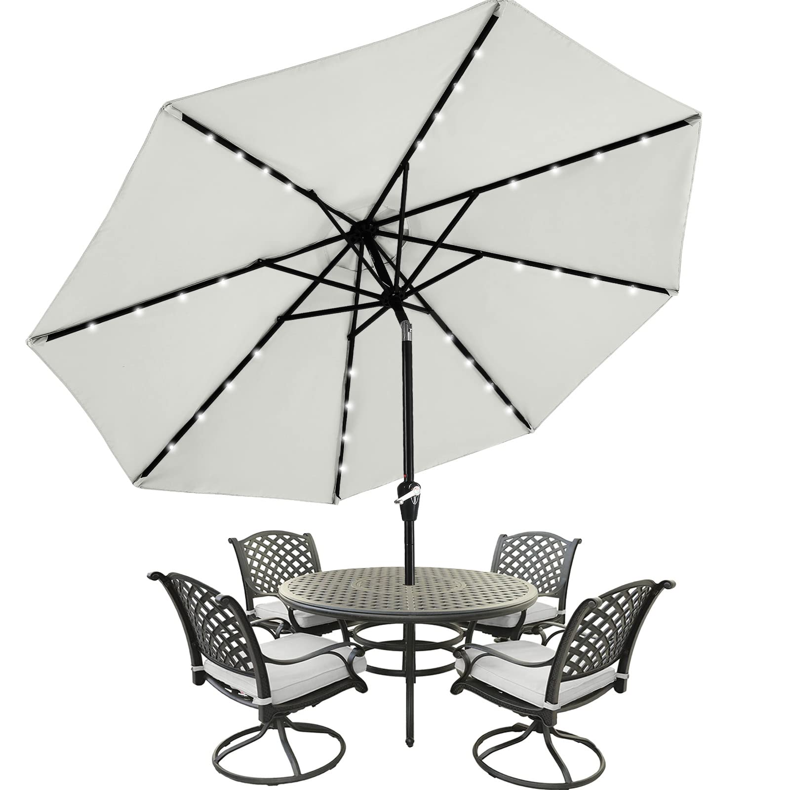 MASTERCANOPY Patio Umbrella with 32 Solar LED Lights -8 Ribs(2.7M,Grey) — image 1
