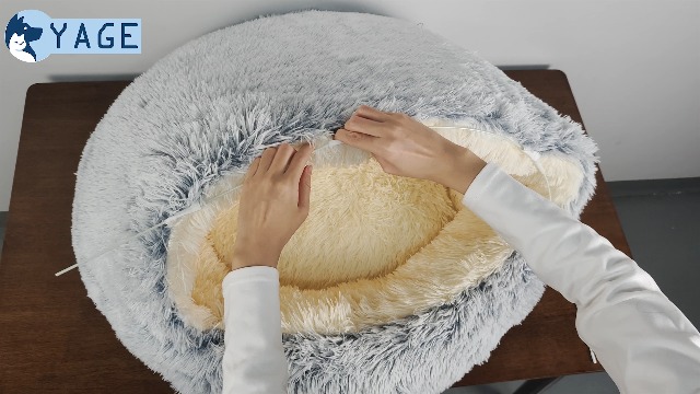 YAGE Dog Bed 80cm, Hood with Supports - Fluffy Calming Pet Bed Suitable for Pets Under 20kg with Removable Washable Cover, Luxury Super Soft Pet Cave