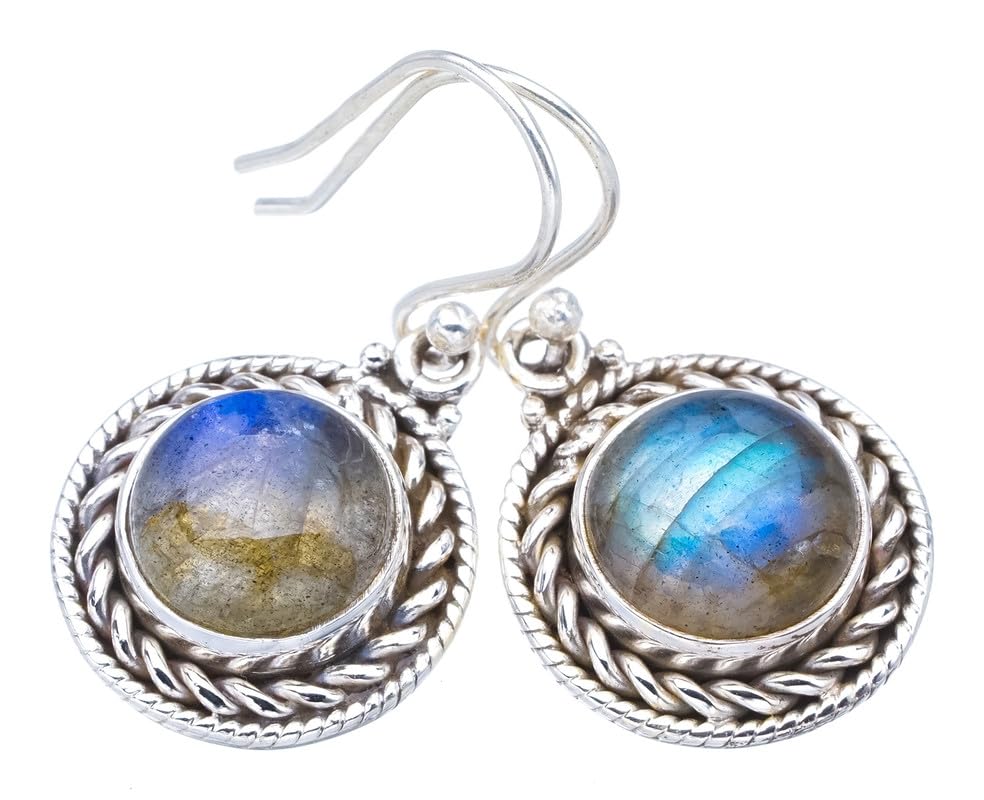 Boucles d'oreilles labradorite naturelle argent 925 fait main F5792