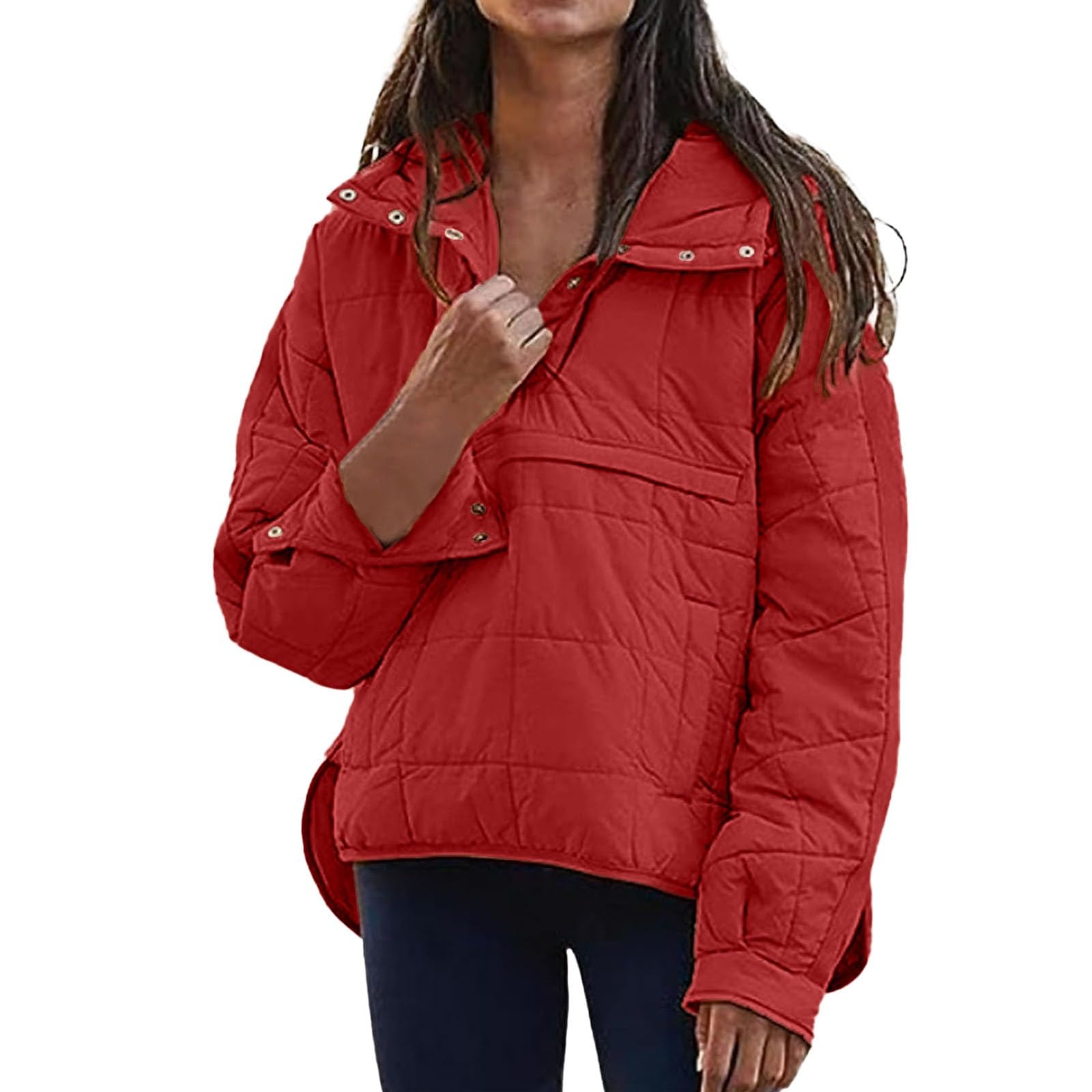 Generisch Maglione casual da donna 2026, tinta unita, a maniche lunghe, orlo rotondo, alla moda, taglie forti, per giornate fresche (RD1, M)