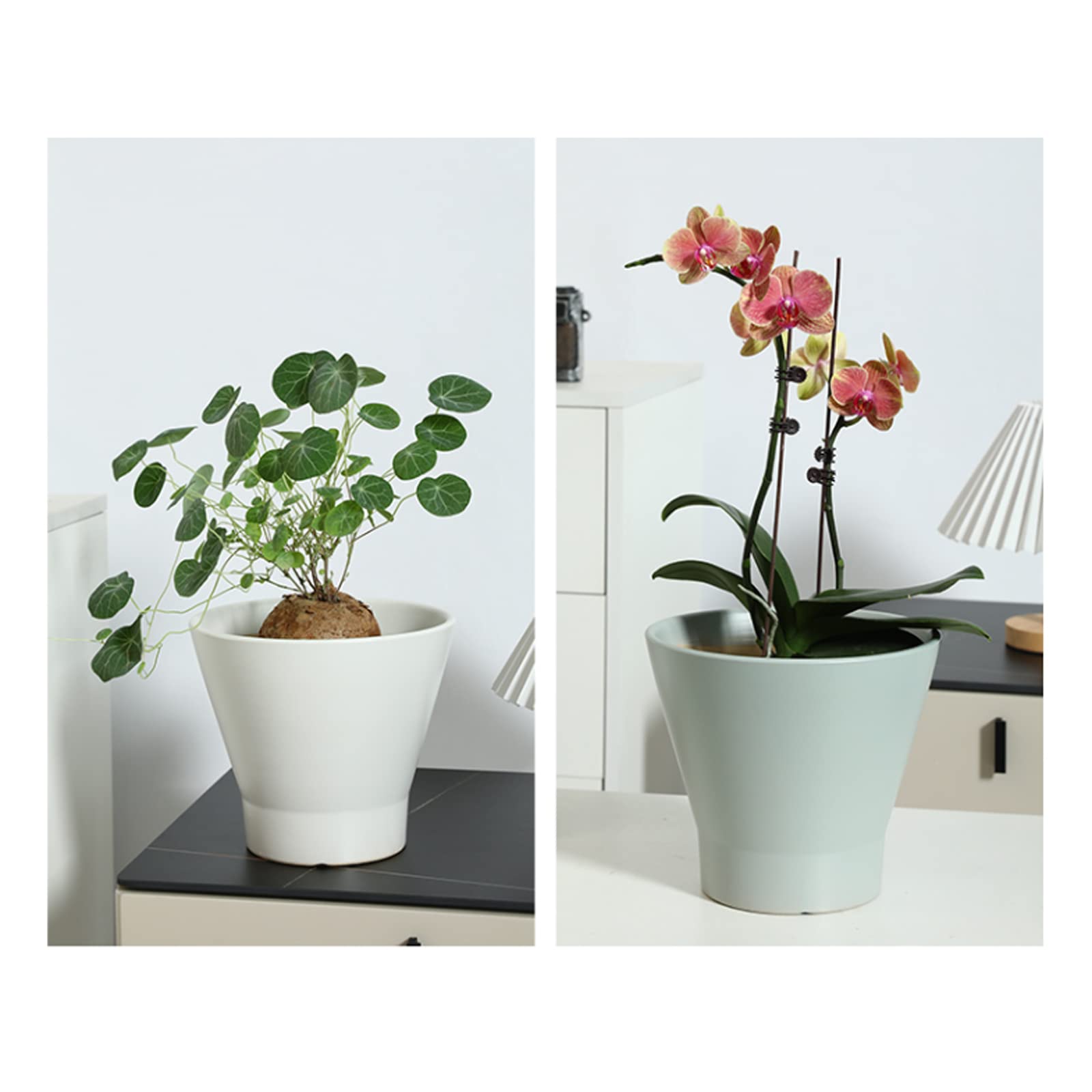Vasi da Giardino Fioriere in Ceramica Vaso per Piante da 5,5/7/8,6 Pollici con Foro di drenaggio, contenitori Moderni per Piante grasse decorano la casa, L'Ufficio e l'esterno