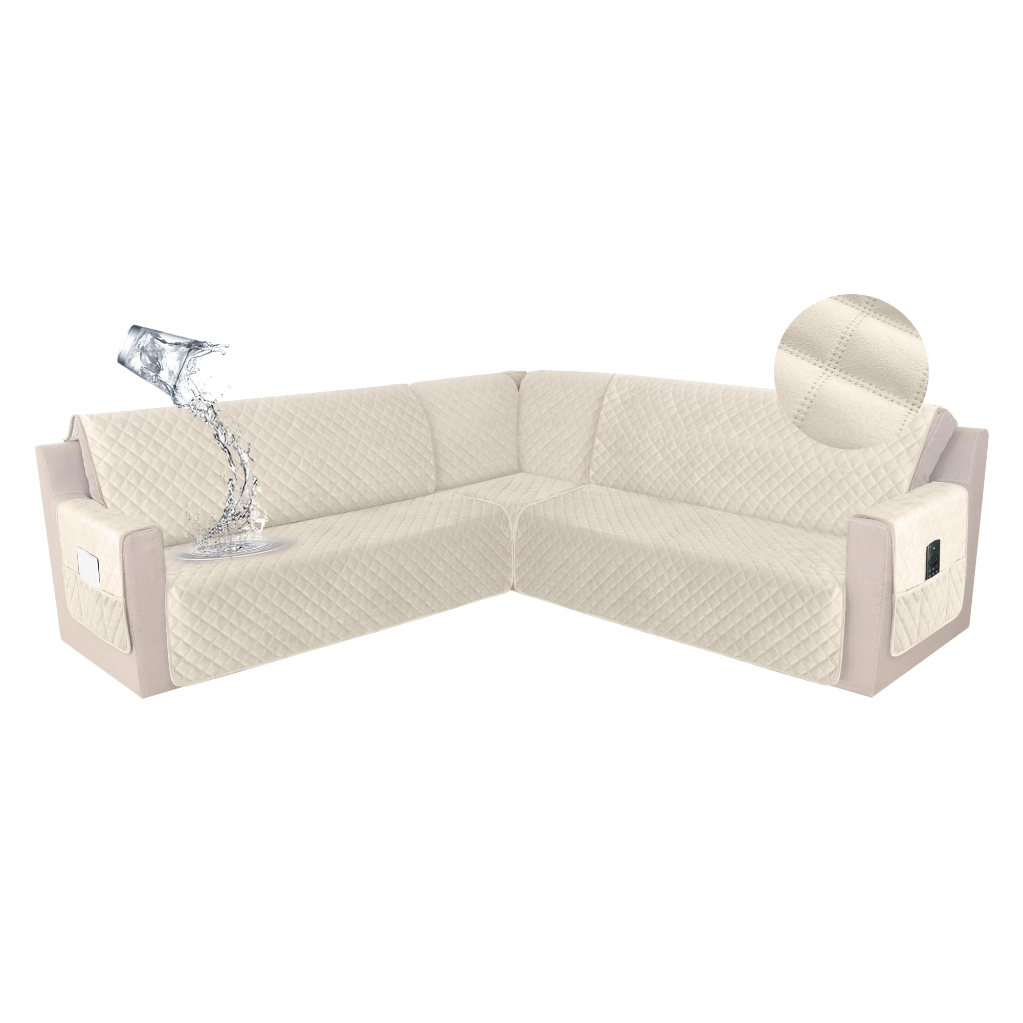 HDCAXKJ Waterproof Corner Sectional Couch Cover Velvet L Shape Sofa Covers for Pets Dogs Soft Heavy Duty U Shaped Sofa Slipcovers Sets for Sectional