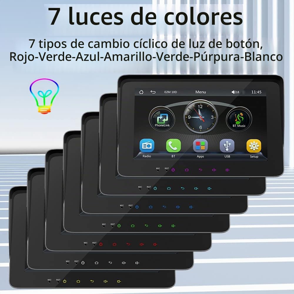 Reproductor de MP5 estéreo para automóvil de 7 Pulgadas BT Llamadas Manos Libres Soporte de Radio FM Carplay Android Auto Phone Link Reversing Assist Dual USB