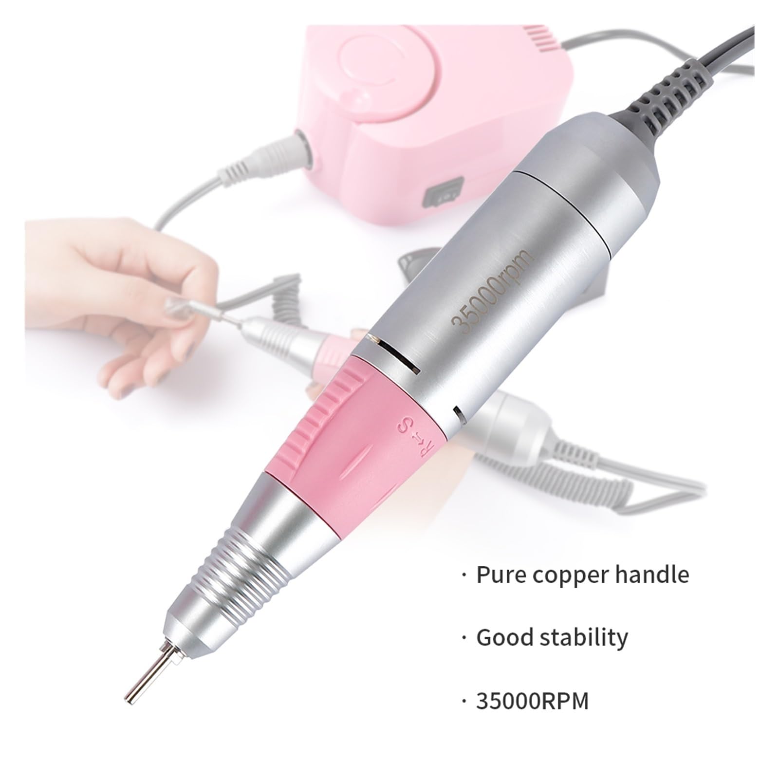 Elektryczna frezarka do paznokci, 35000 obr./min elektryczna wiertarka do paznokci zestaw maszyn do manicure do paznokci, maszyna do pedicure, wiertarka do paznokci, narzędzia do manicure(Wit)