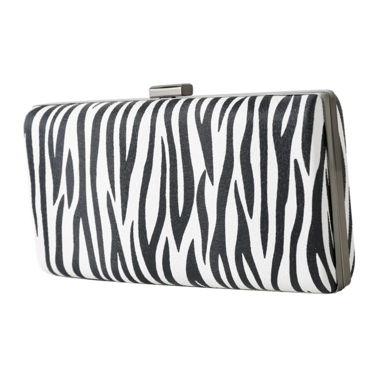 BESTYASH Bolso de Noche de Rayas de Cebra Pu Negro para Mujer