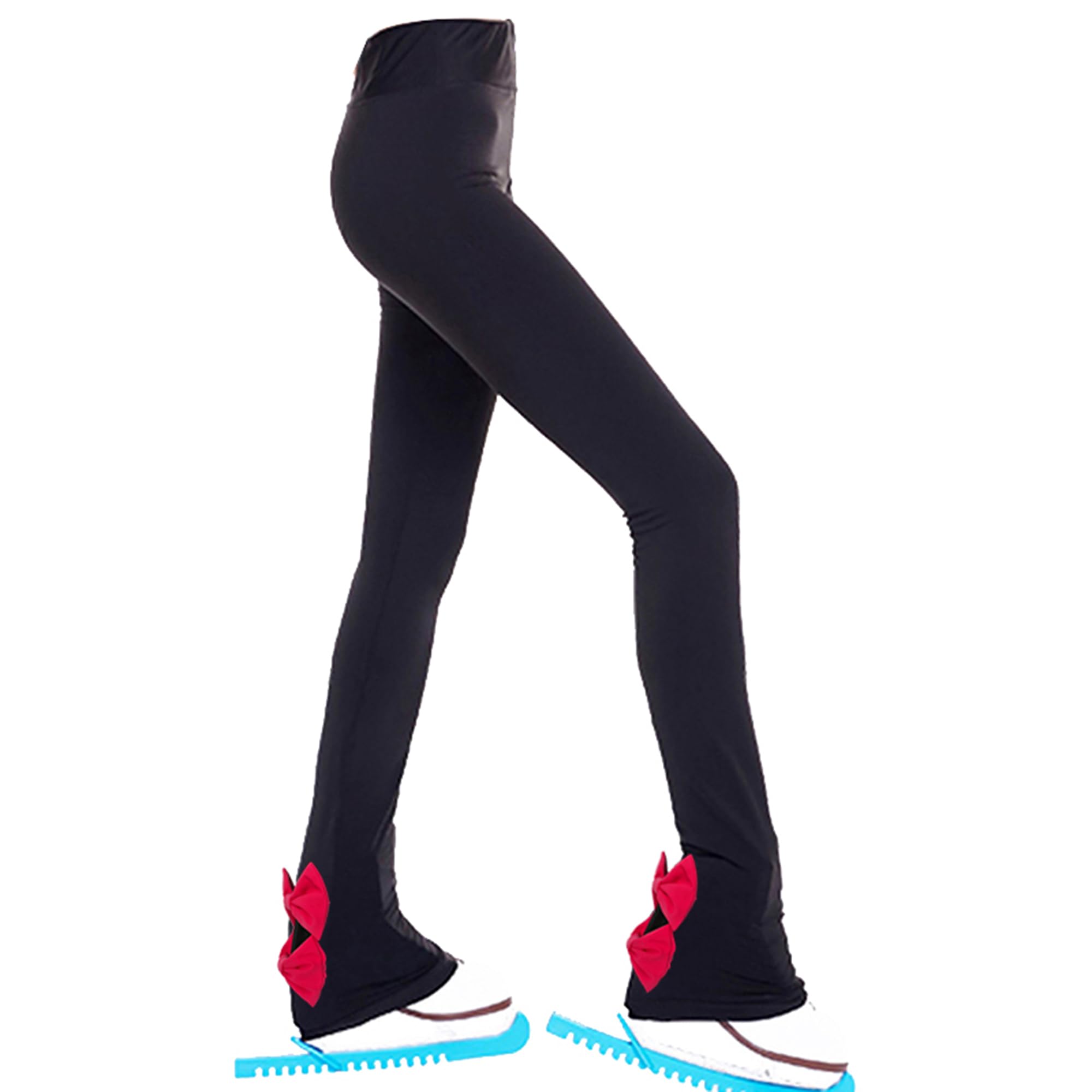 LIUHUO Pantalon de Patinage sur Glace en Polaire pour Femme - Pantalon de Patinage Artistique avec nœuds - Leggings Respirants pour Patineurs