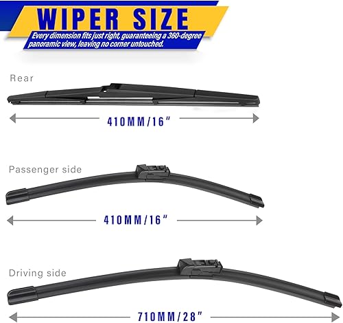 Miniatura 2 de 3 limpiaparabrisas de repuesto para Toyota Prius 2016-2021, 2022, 2023, repuesto de equipo original, 28 pulgadas, 16 pulgadas, 16 pulgadas (juego de