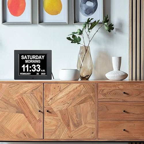 Miniatura 7 de Levick Reloj digital de día para personas mayores, demencia extra grande con 12 alarmas, calendario, AM PM, brillo automático, pérdida de memoria,