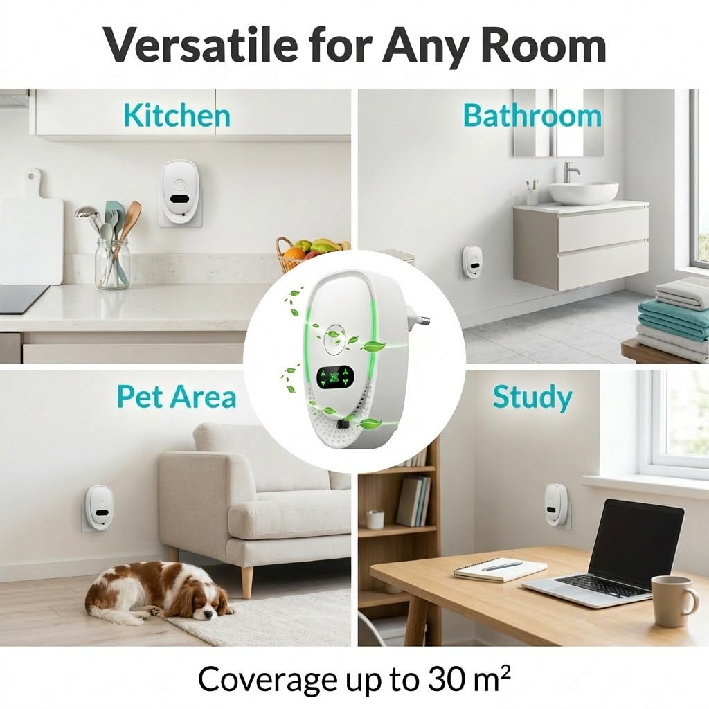 Purificador de Aire Plug in Purificador de Aire de Iones Negativos Mini Air Purifier con España LED sin Filtro para Dormitorio, Oficina y Sala de Mascotas, Funcionamiento Silencioso y Bajo Consumo