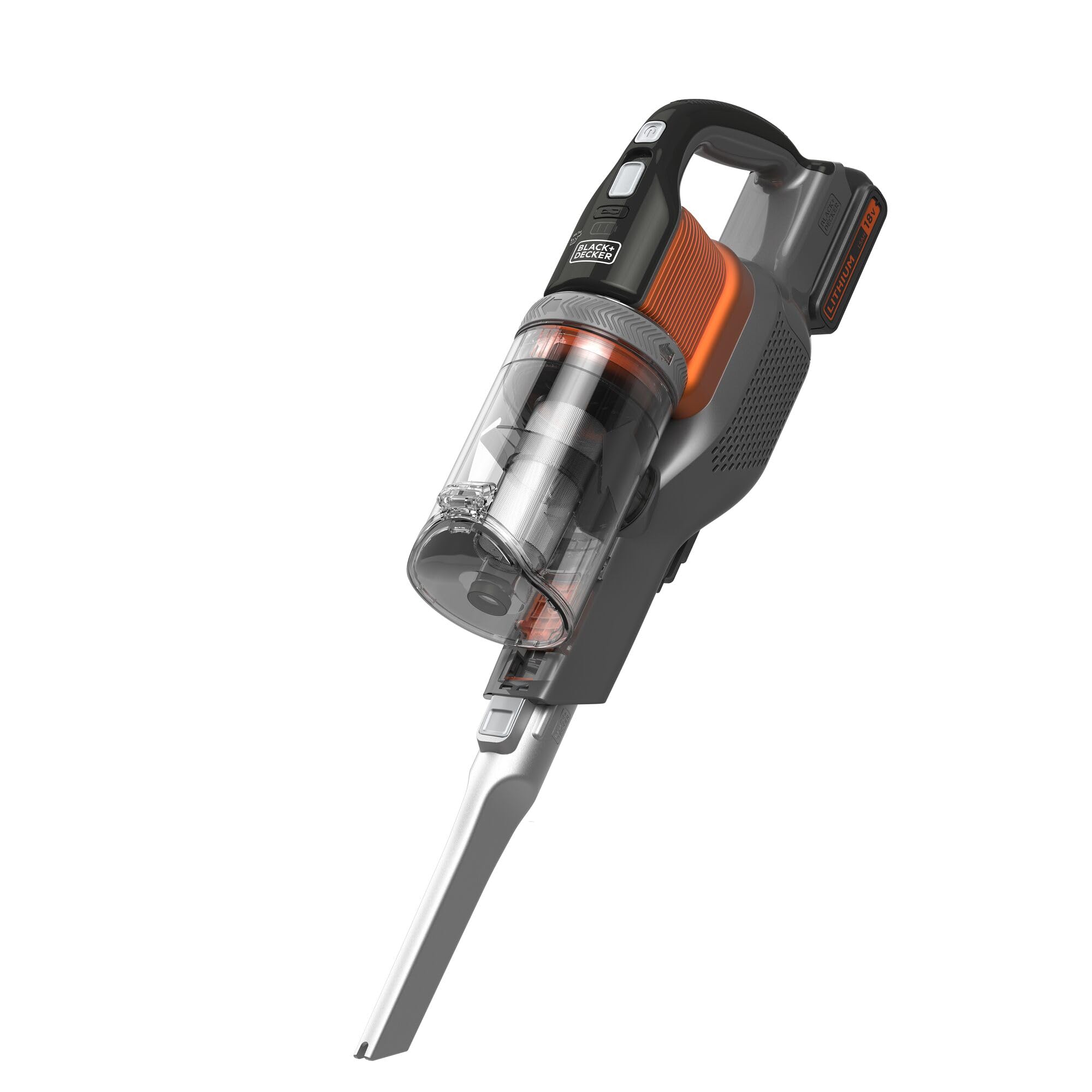 BLACK+DECKER Aspirador de Escoba con Batería Externa 18V, Batería de Litio 2Ah, Autonomía de 58 Minutos y 3 Velocidades, Depósito de 650ml - BHFEV182C-QW