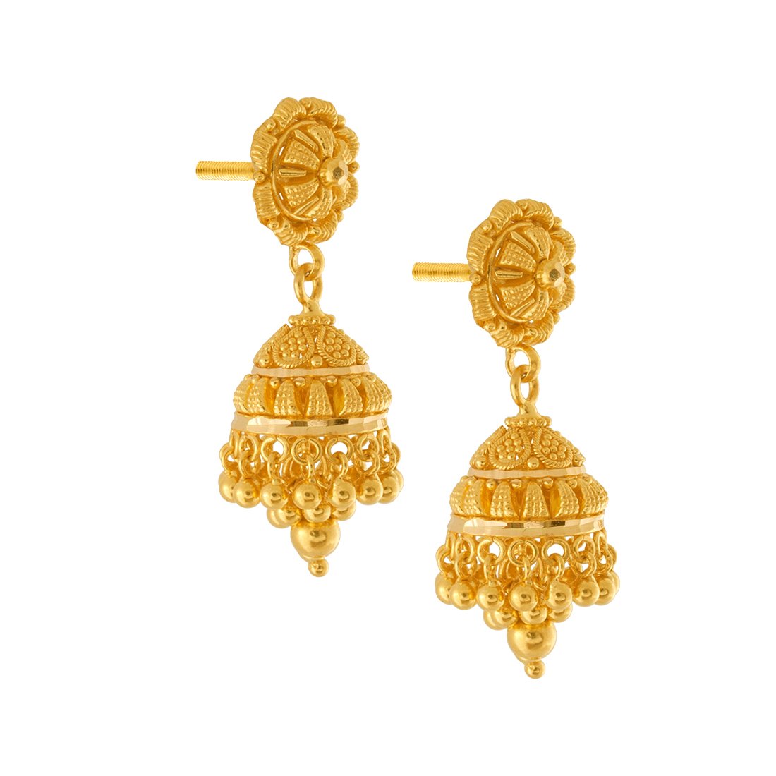 P.C. Chandra Jewellers 22KT Yellow Gold Jhumki Earrings for Women - 8.92 Grams