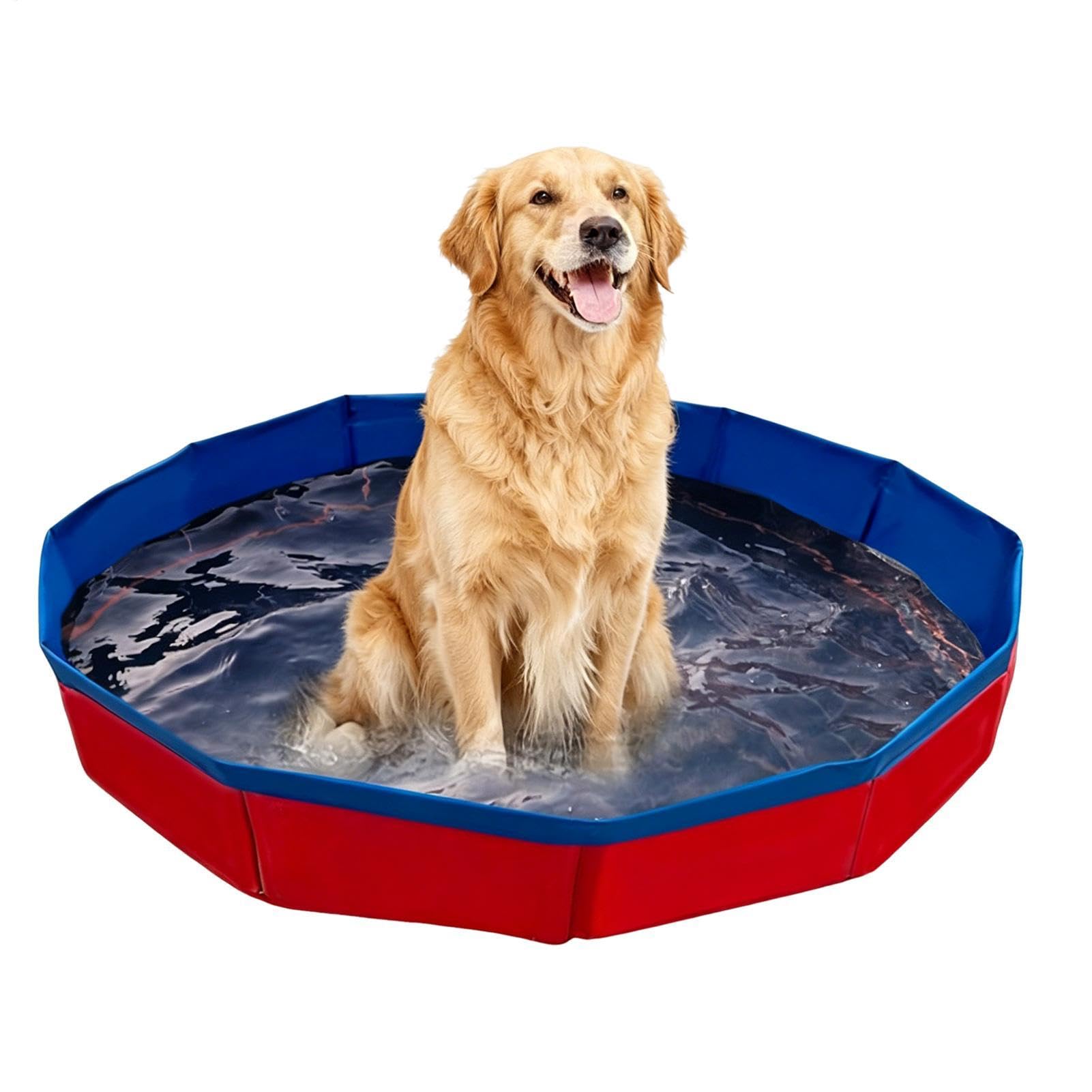 Hundeschwimmbecken, robuste und platzsparende Faltwanne mit schnellem Aufbau, Hundebadewanne, Schwimmbecken, mobile Abkühlung für Haustiere, für Garten Hinterhof Camping und große Hunderassen
