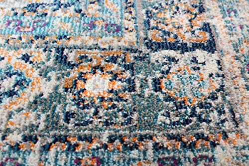 Bashian Collection Area Rug - Luxury Power Loom Polypropylene - Home Decor For Runner Rug, Entryway Rug, Living Room Rugs, 3.6’ X 5.6’, Ivory/Blue #TOP5