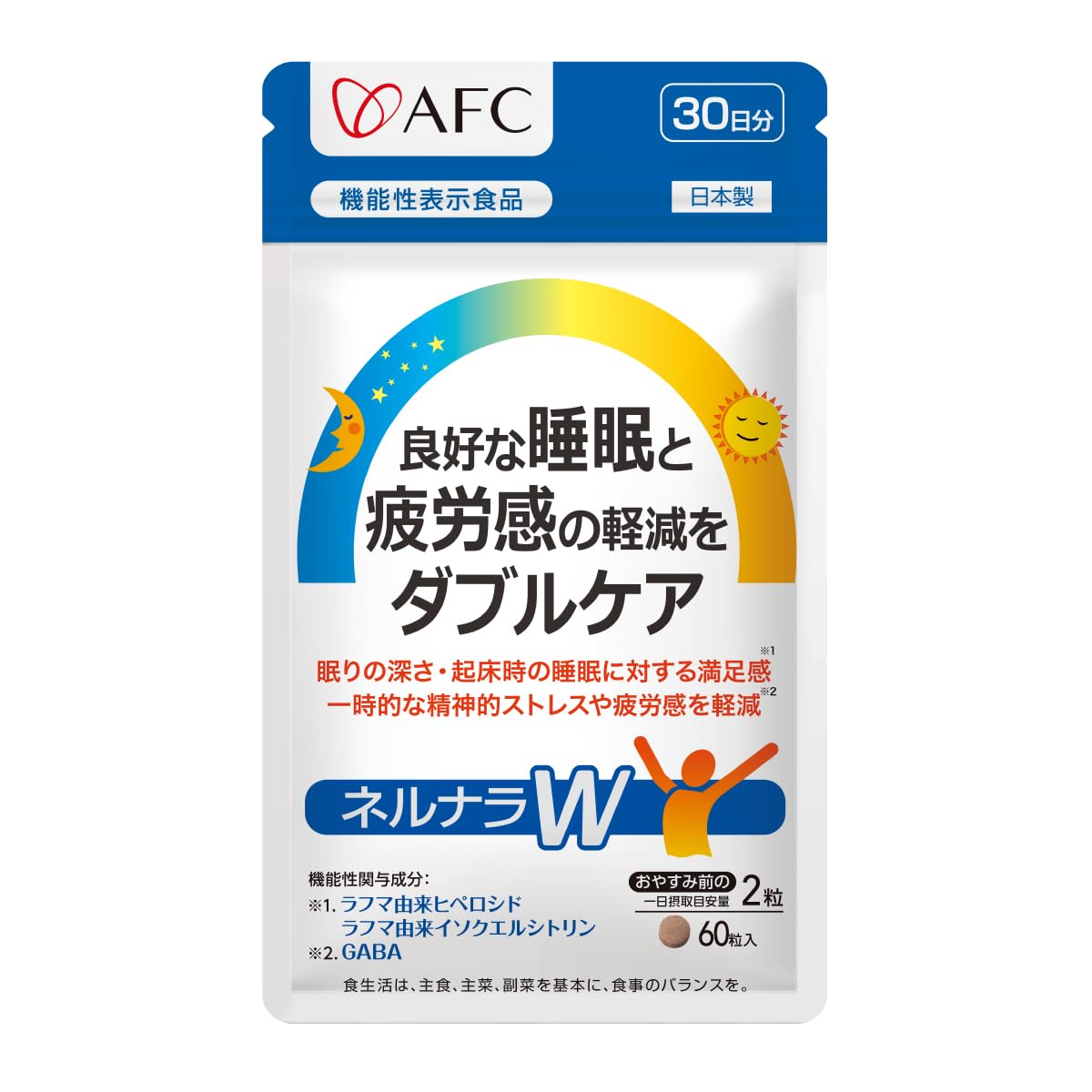 (AFC) サプリ ネルナラW 30日分 60粒 ラフマ 睡眠 機能性表示食品…