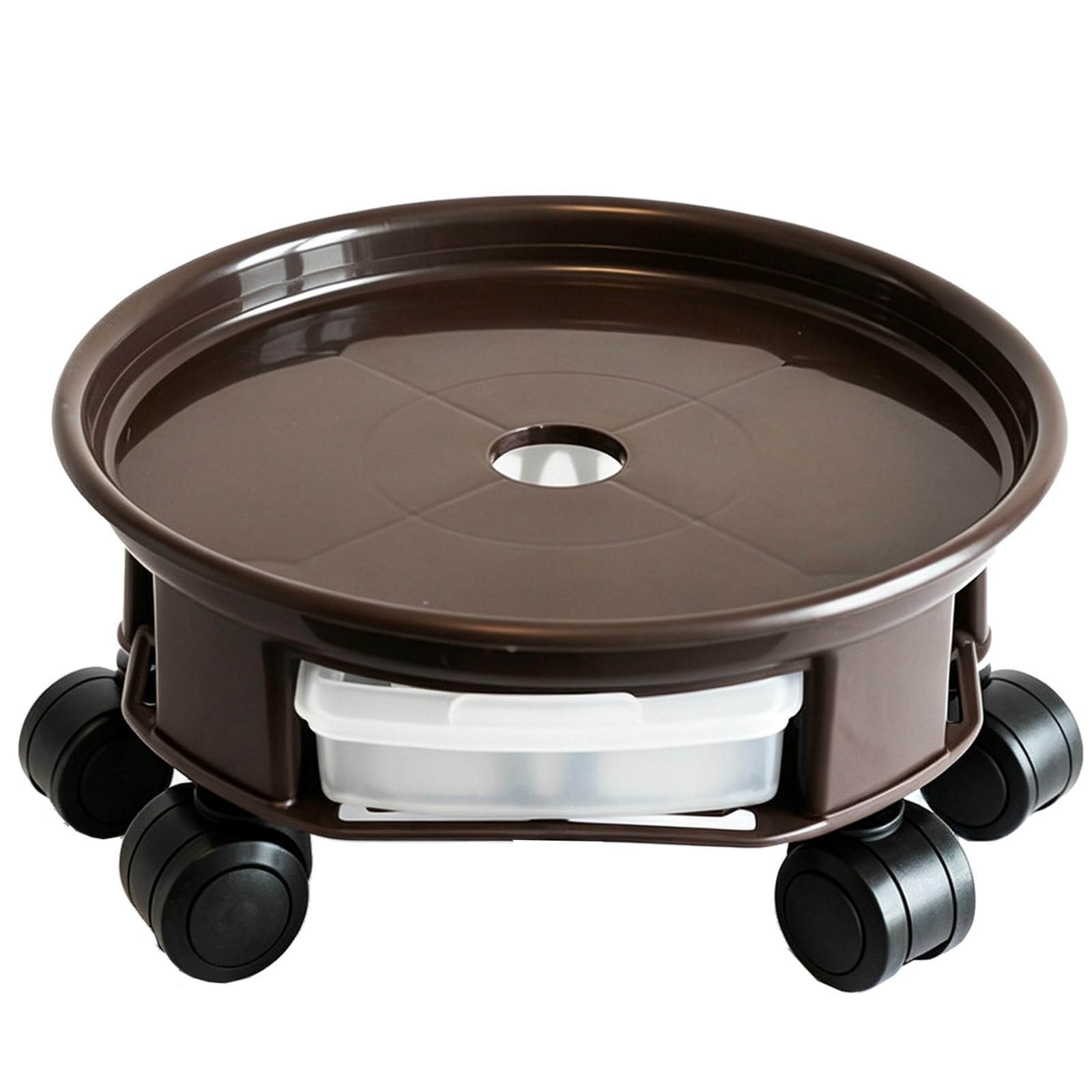 Carrello per Piante con Cassetto e Ruote, Sottovasi Resistenti per Piante | Carrello Portavasi in Plastica PP con Ruote, Portata 80kg per Soggiorno, Terrazza, Giardini(Brown,30x12cm/11.8x4.7in)