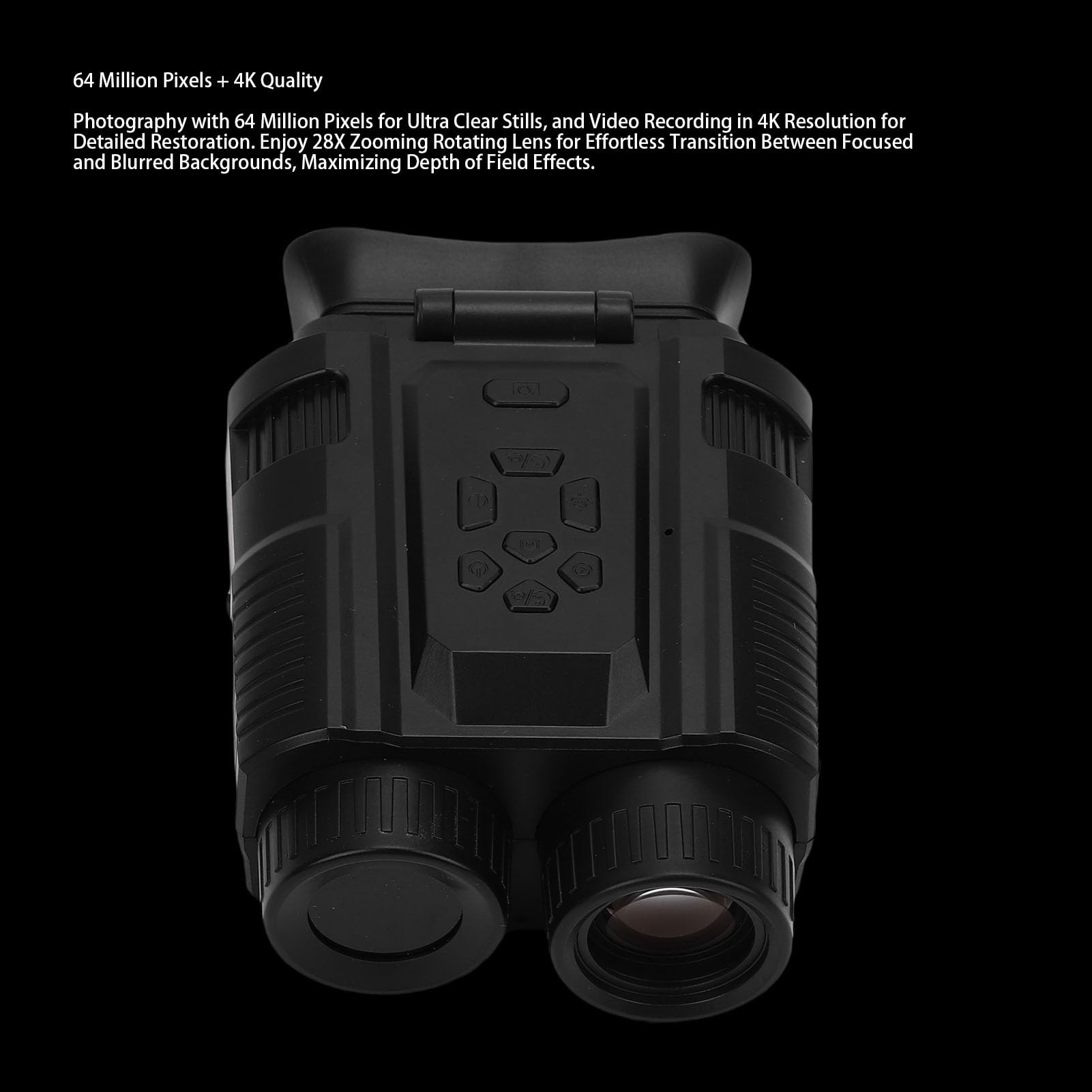 Elprico Binoculaires Numériques 4K, 64MP 28X Zoom Digital Camera Binoculars Vidéo Binoculaires avec WiFi pour L'observation des Oiseaux