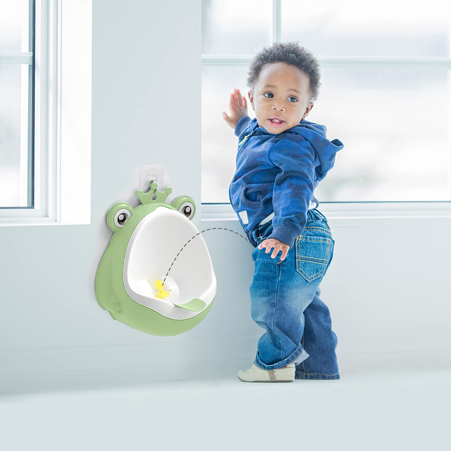 Orinal de entrenamiento para orinar para niños pequeños, entrenador de orina para el baño, divertido entrenamiento para bebés (verde)