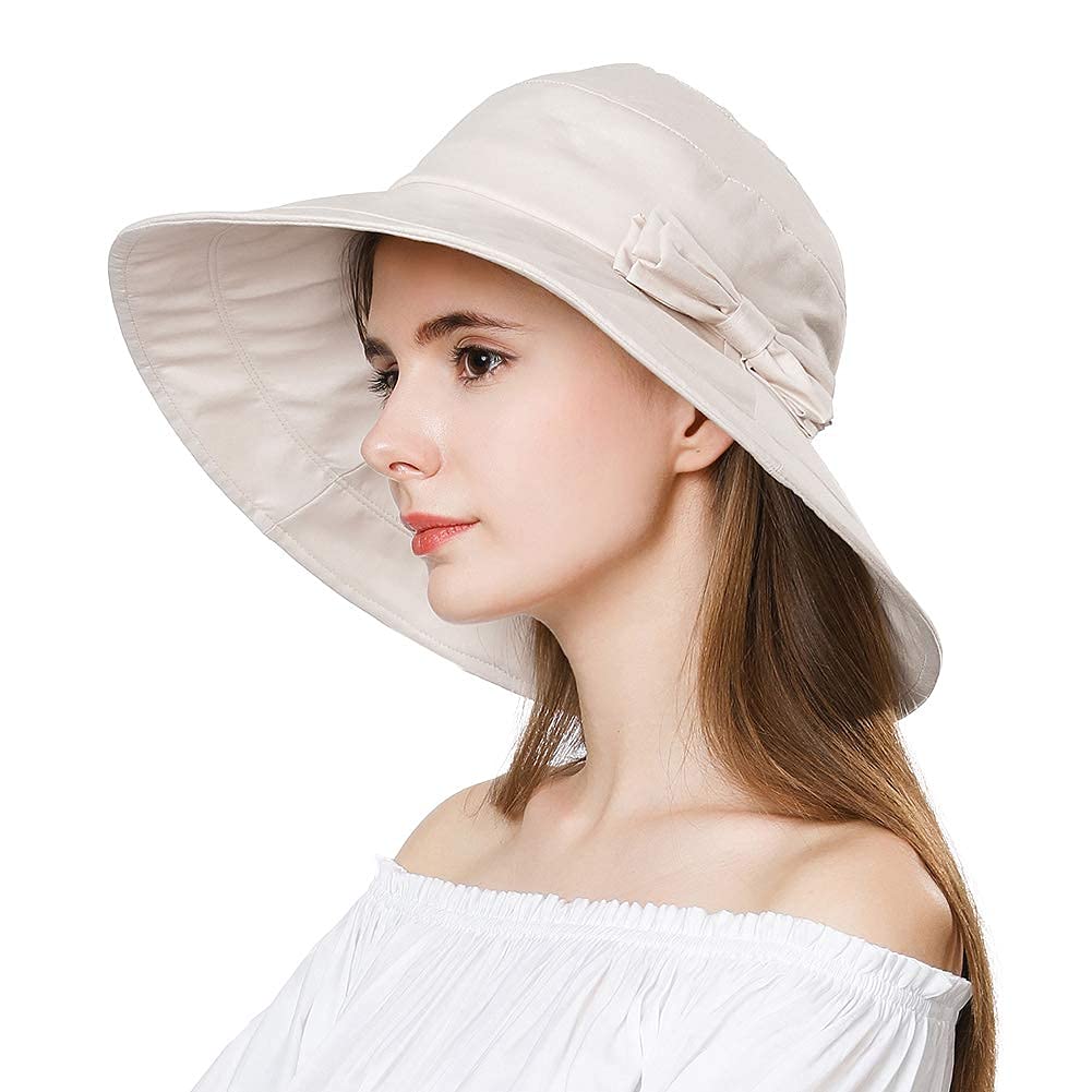 Comhats Chapeau de soleil pour femme avec protection UV UPF 50 - Chapeau de plage pliable à large bord