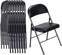 Karlhome 6-Pack Black Padded Folding Chairs - Stackable Steel Frame, 330lbs Capacity for Indoor/Outdoor Events, Office, Parties