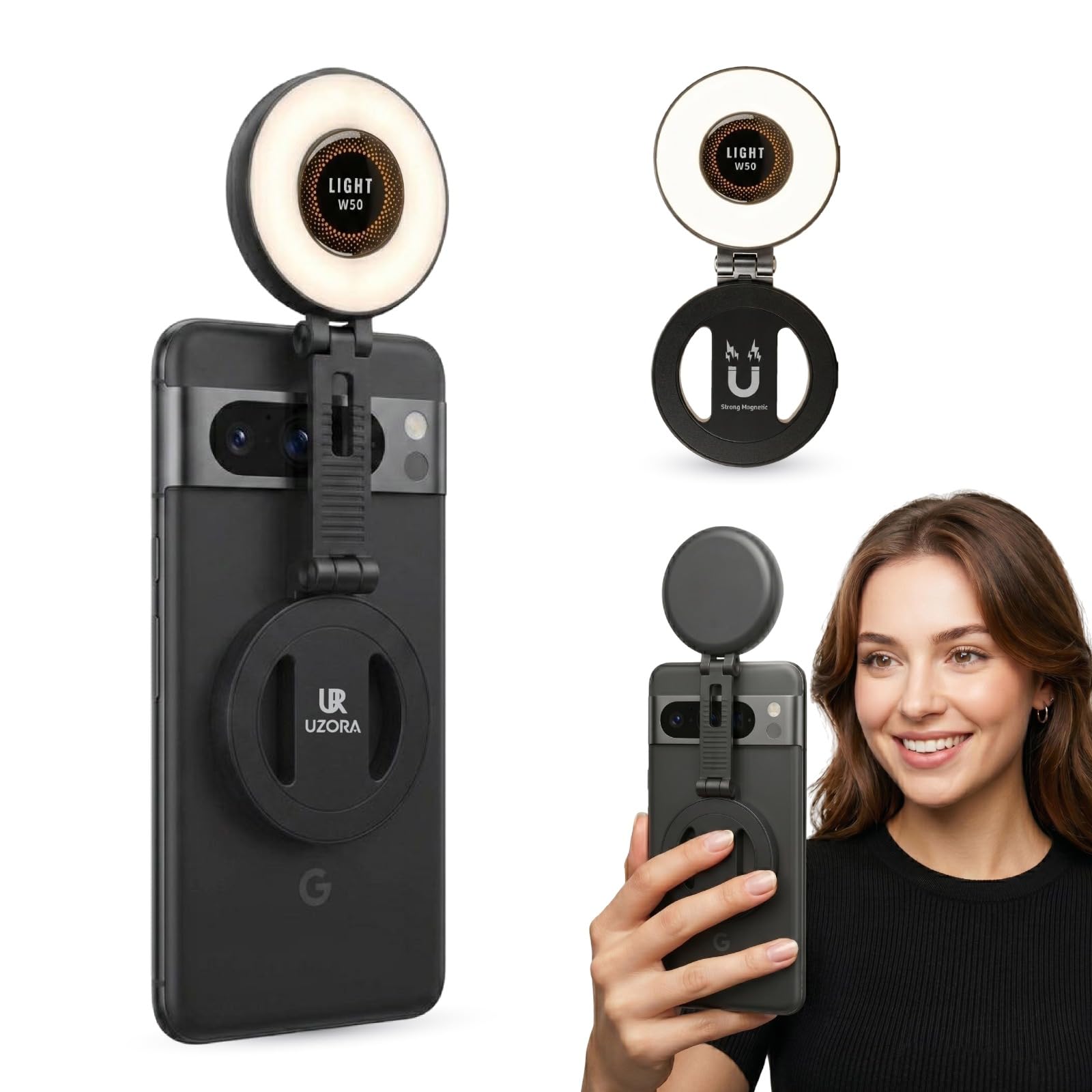 Magnetic Selfie Ring Light | 3 Color LED Fill Light | Type-C Rechargeable Clip-On Portable Light for Influencers, Reels & Vlogs | Compatible for MagSafe & Non MagSafe Phone & Devices-picture-32