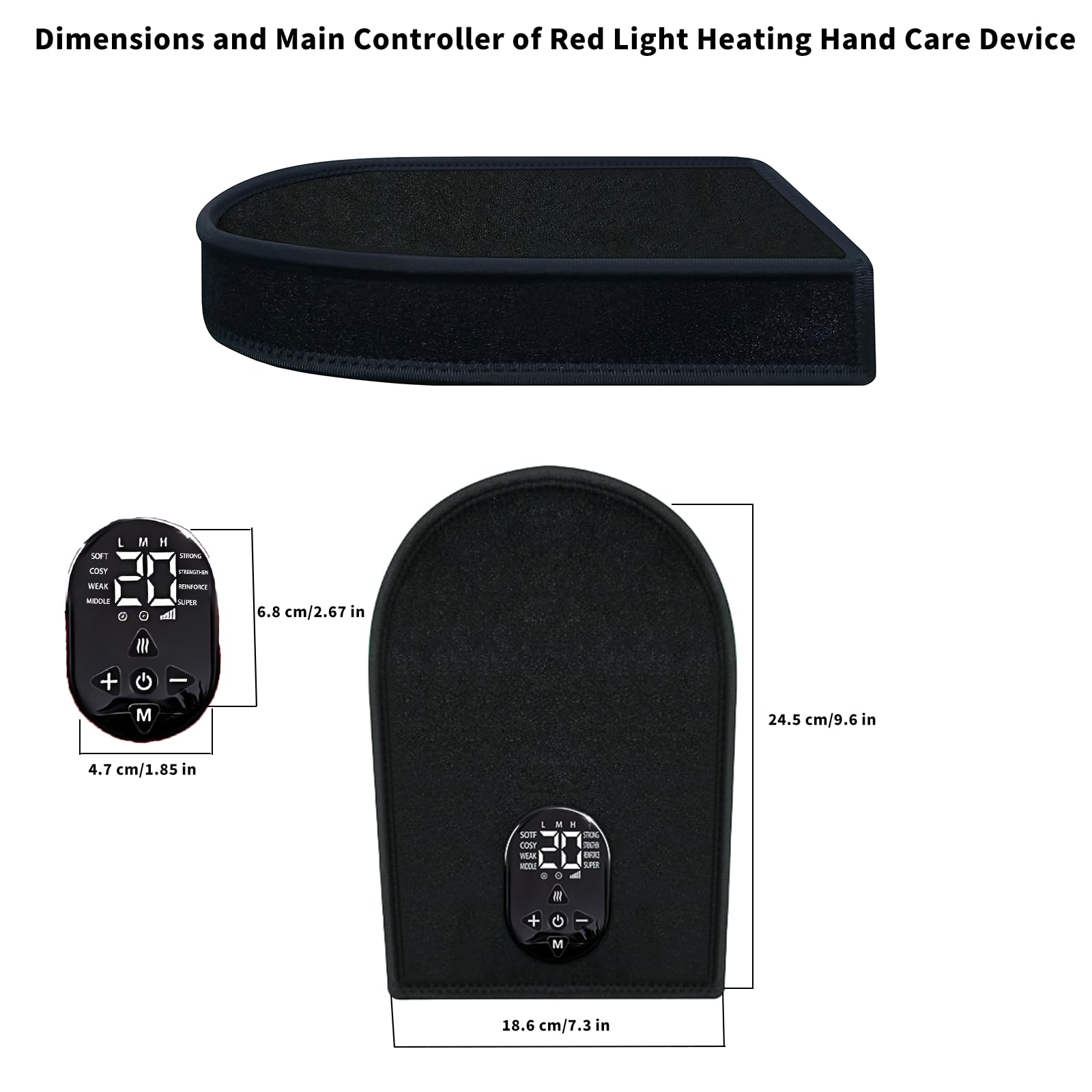 Gants de thérapie par lumière rouge pour les mains, appareil infrarouge, massage sans fil & 8 modes, 76 LEDs à lumière infrarouge proche 660nm & 850nm pour les doigts, la paume, le poignet