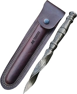 Custom Handmade Damascus Tri Edge Knife with Sheath Tri Edge blade I Hunting Knife I Kris Blade Spiral Cyclone Knife I Knife for men 6 in 2432 - VKY KNIFE