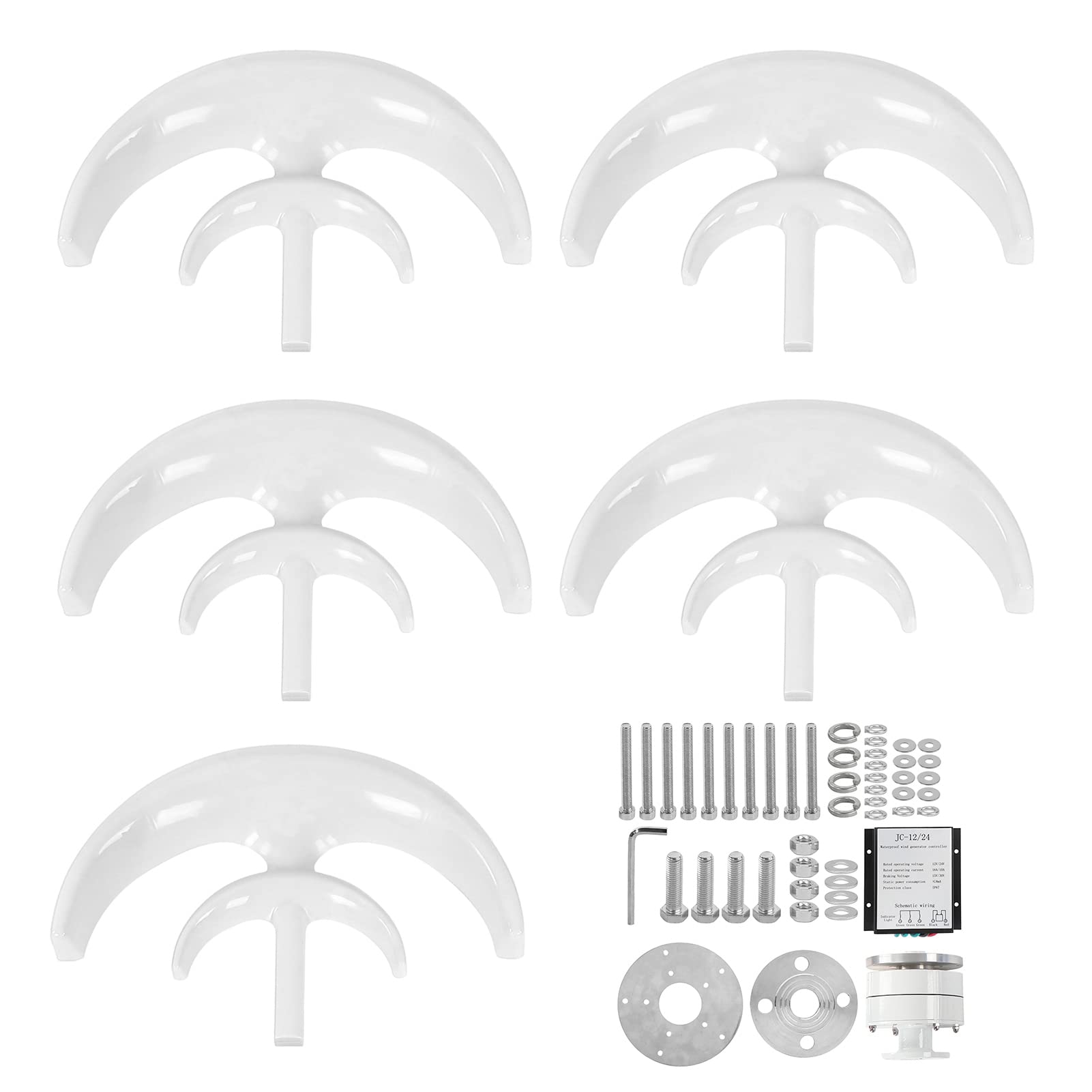 Garosa Kit di Eoliche a 5 Pale da 100 W Generatore di Energia Eolica per Barche Ricarica con Bassa velocità di Avvio 2 M/s Corpo in Acciaio Legato Bianco per Cabine di Barche (12V)