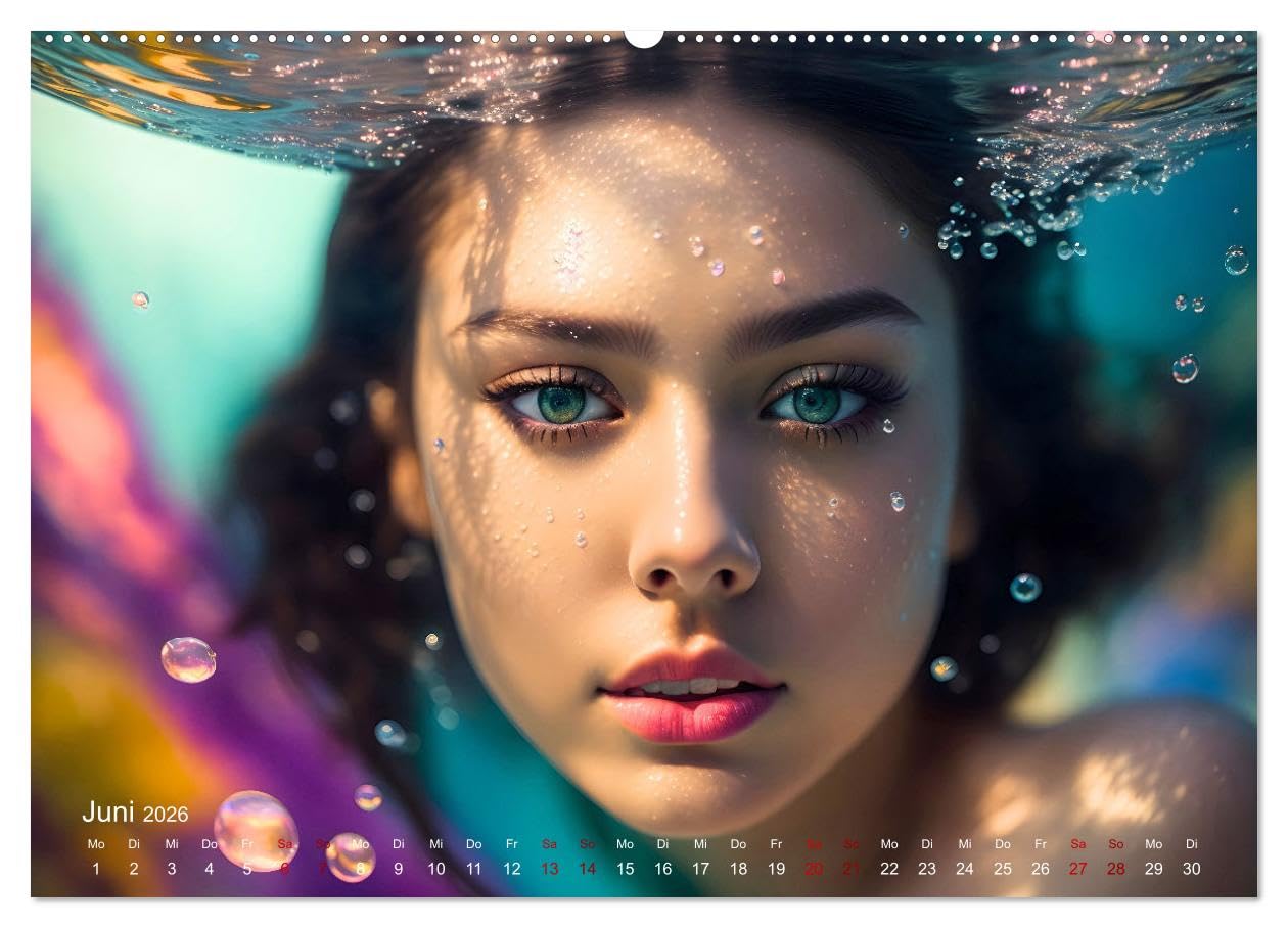 Models unter Wasser (hochwertiger Premium Wandkalender 2026 DIN A2 quer), Kunstdruck in Hochglanz: Atemberaubende Unterwasserporträts wunderschöner Frauen in magischem Licht (CALVENDO Kunst)