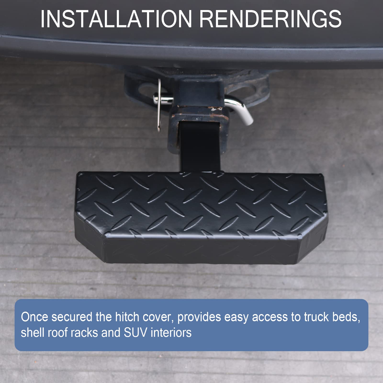 DICMIC Hitch Step Anti Slip and Rust Towing Bumper Guard for Most Car SUV Truck Pickup with Pin Fit 2� Receiver, 11.8� Length