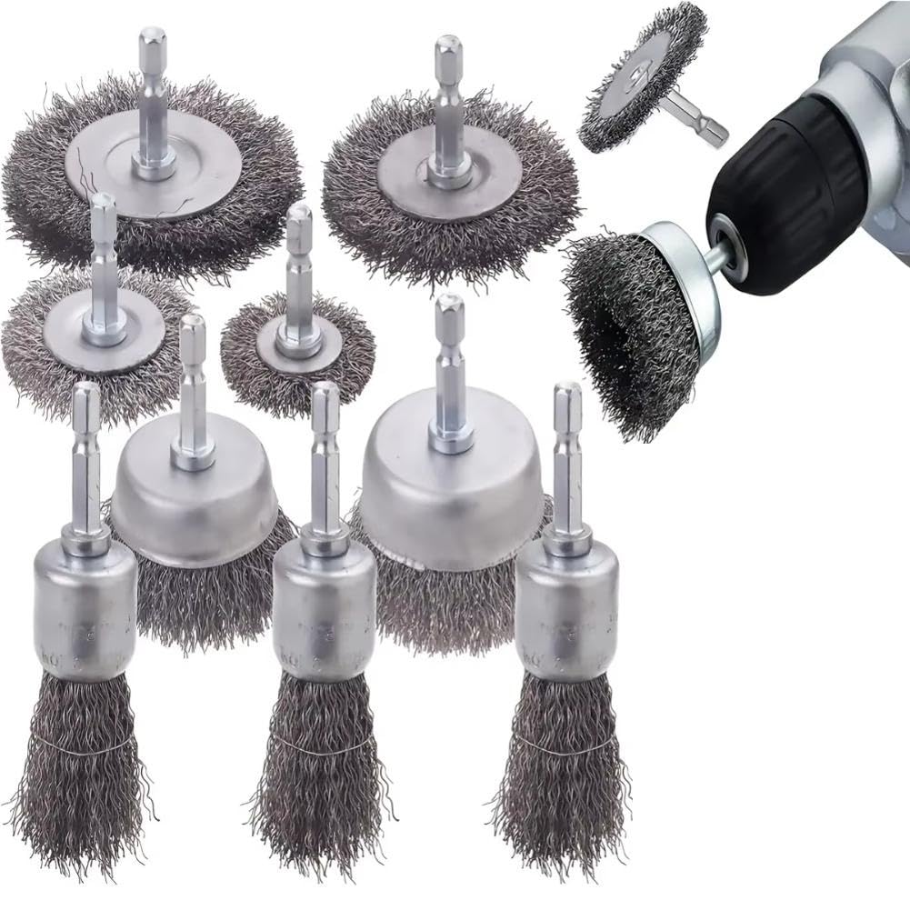 muqeu Wire Brush for Drill 0.012 Inch Steel Crimped Wire Wheel Coarse Carbon Crimped Wire Wheel Crimped Wire Wheel