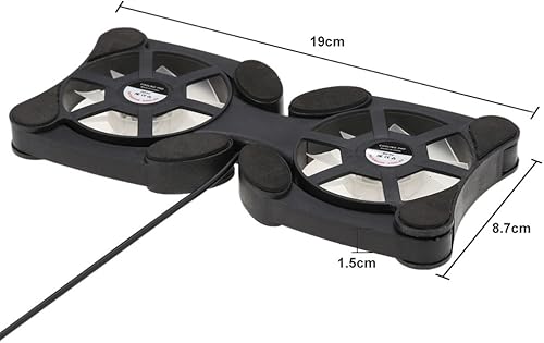 Miniatura 2 de QUZHI Mini portátil plegable plegable USB ventilador dual enfriador almohadilla de enfriamiento para PC portátil portátil 7