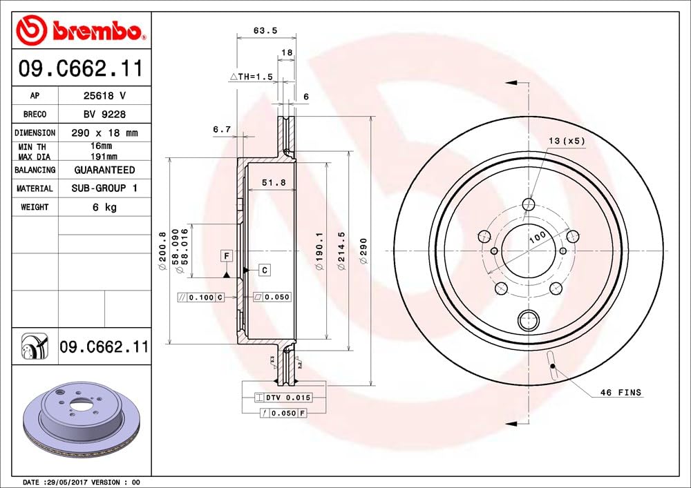 BREMBO 09.C662.11 Brake Disc