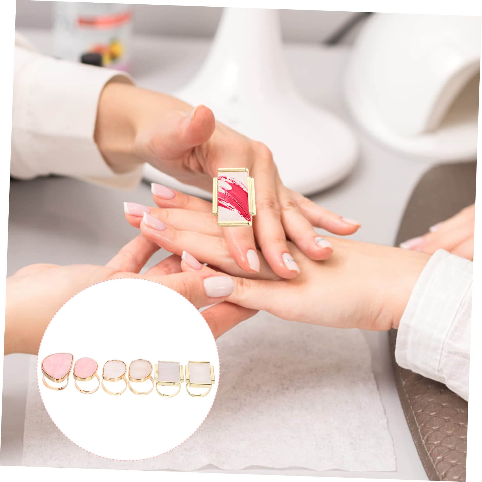Beavorty 18 Piezas Paleta De Anillos Exhibición De Arte De Uñas Bandeja De Mezcla De Pigmentos Color De Uñas Taza De Anillos De Tatuaje Mini Uñas Herramientas De Manicura Ágata Resina