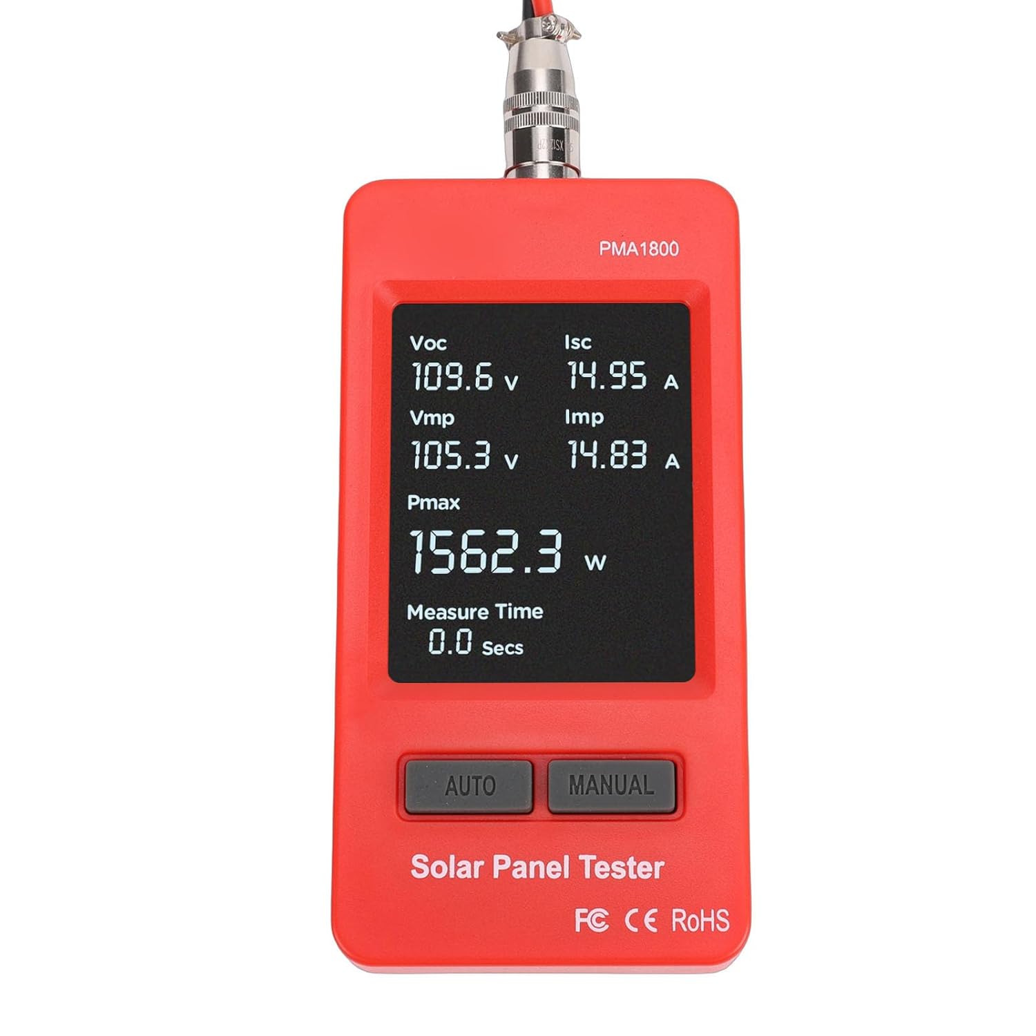 Zerone 1800W Solar Panel Tester, Photovoltaic Multimeter MPPT Meter with Large LCD Screen and EVA Bag, for Solar PV Panel Testing Data Analysis MPP Voltage Current Measuring