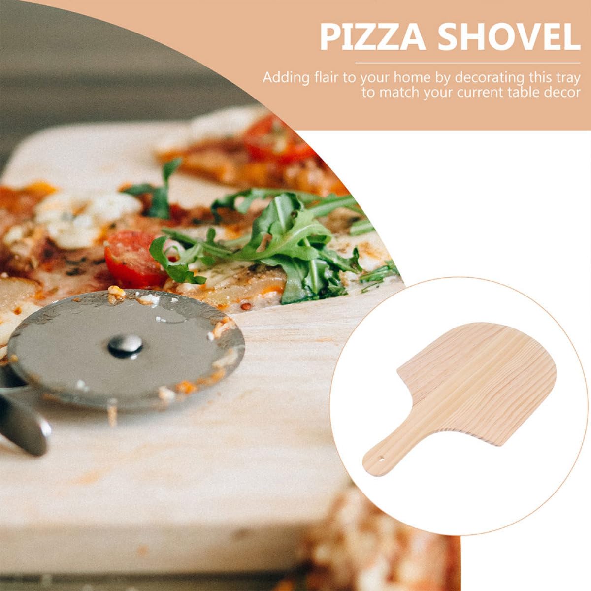 NOLITOY Pelle à Pizza en Bois Beige Robuste avec Manche Ergonomique, Planche à Découper Pratique pour Pizza, et Fromage Cuisine