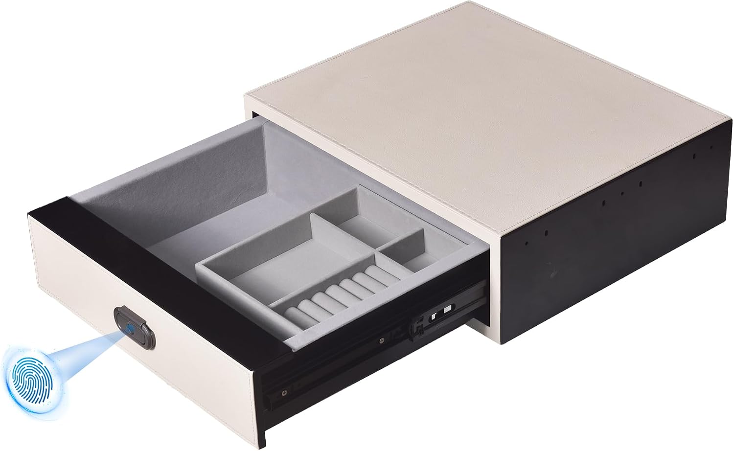 XPEDITION Biometric Safe Box Jewelry Gun Vault Leather Wrapped Quick-Access Fingerprint Lock
