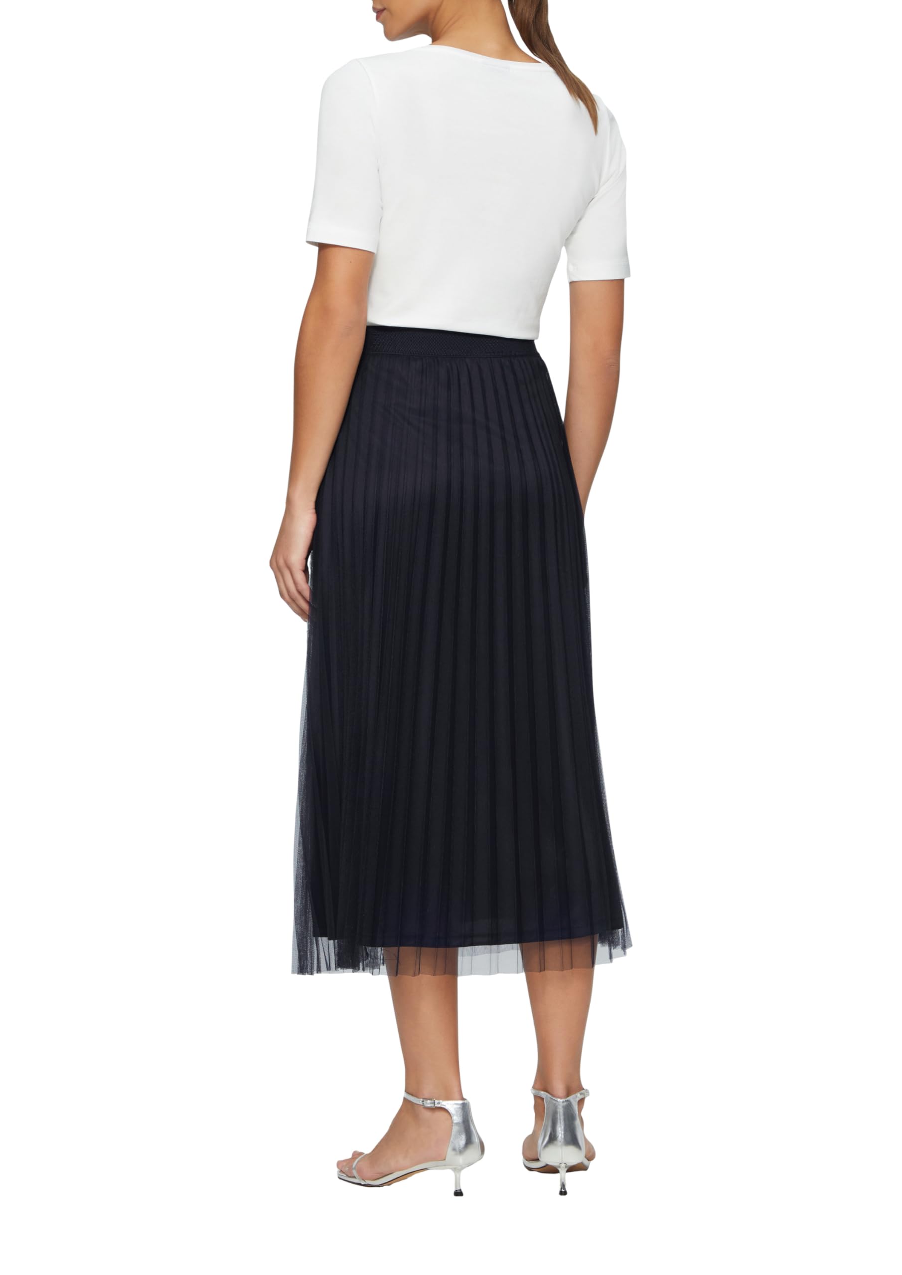 s.Oliver Eleganter Midirock aus plissiertem Mesh