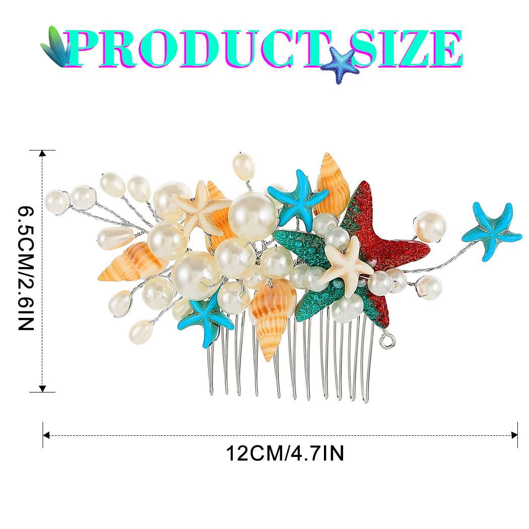 JAKAWIN Starfish Hair Comb Pearl Mermaid Headpiece Beach Hair Accessories for Women - Image 4
