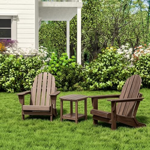 Image of Outdoor Side Table with Shelf - All-Weather HDPE End Table with Realistic Wood Grain, Heavy Duty Composite for Patio, Deck, Poolside, Garden & Adirondack Seating (Gray)
