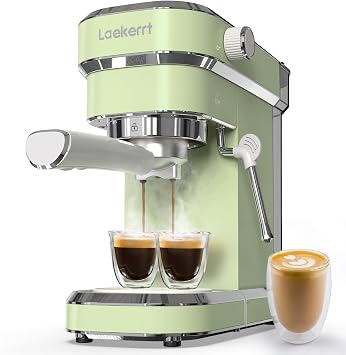 Laekerrt Espresso Machine 20 Bar Espresso Maker CMEP01 with Milk Frother Steam Wand, Professional Expresso Machine for Cappuccino and Latte Stainless Steel, Green Gift for Dad, Father, Coffee Lovers