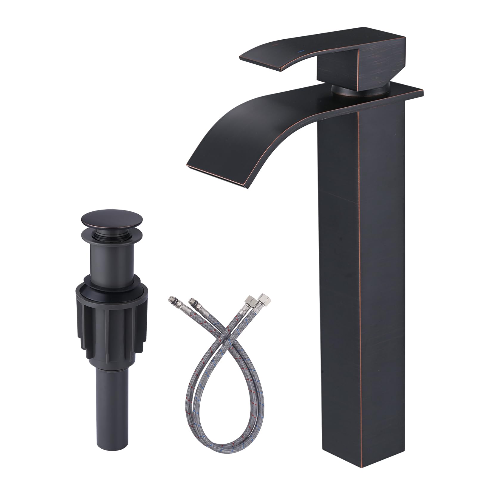 Robinet de salle de bain haut ARCORA mitigeur monotrou design rétro avec bonde pop-up