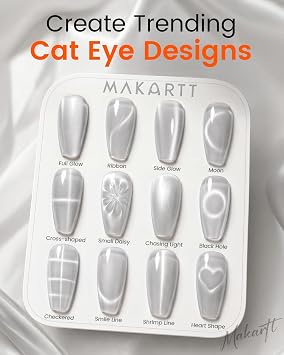 Makartt Glass Cat Eye Gel Nail Polish 15ml | Glitter Glassy Silver Gel Polish, Cat Eyes Magnetic Color, Soak Off Salon-Grade UV Nail Art, Manicure DIY Salon Home