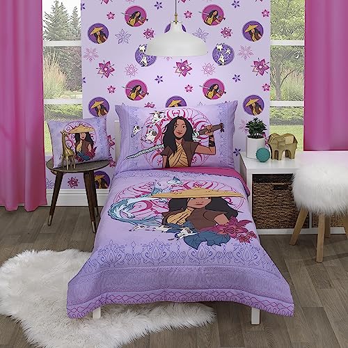 Parure de lit 4 pièces Disney Raya dragon Sisu Tuktuk magenta bleu sarcelle