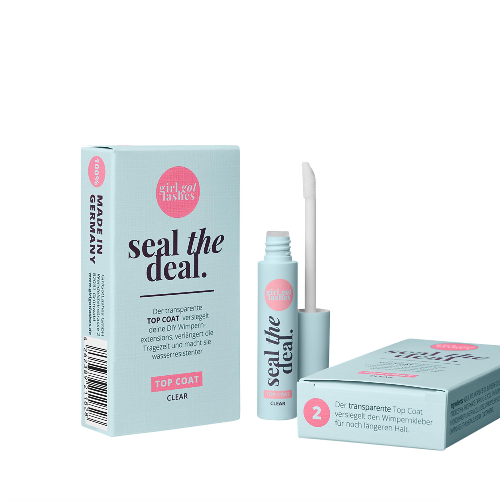 GirlGotLashes Seal the Deal Top Coat Clear – Wasserresistent – Für DIY-Wimpernextensions – Hautfreundlich & Präzise Anwendung