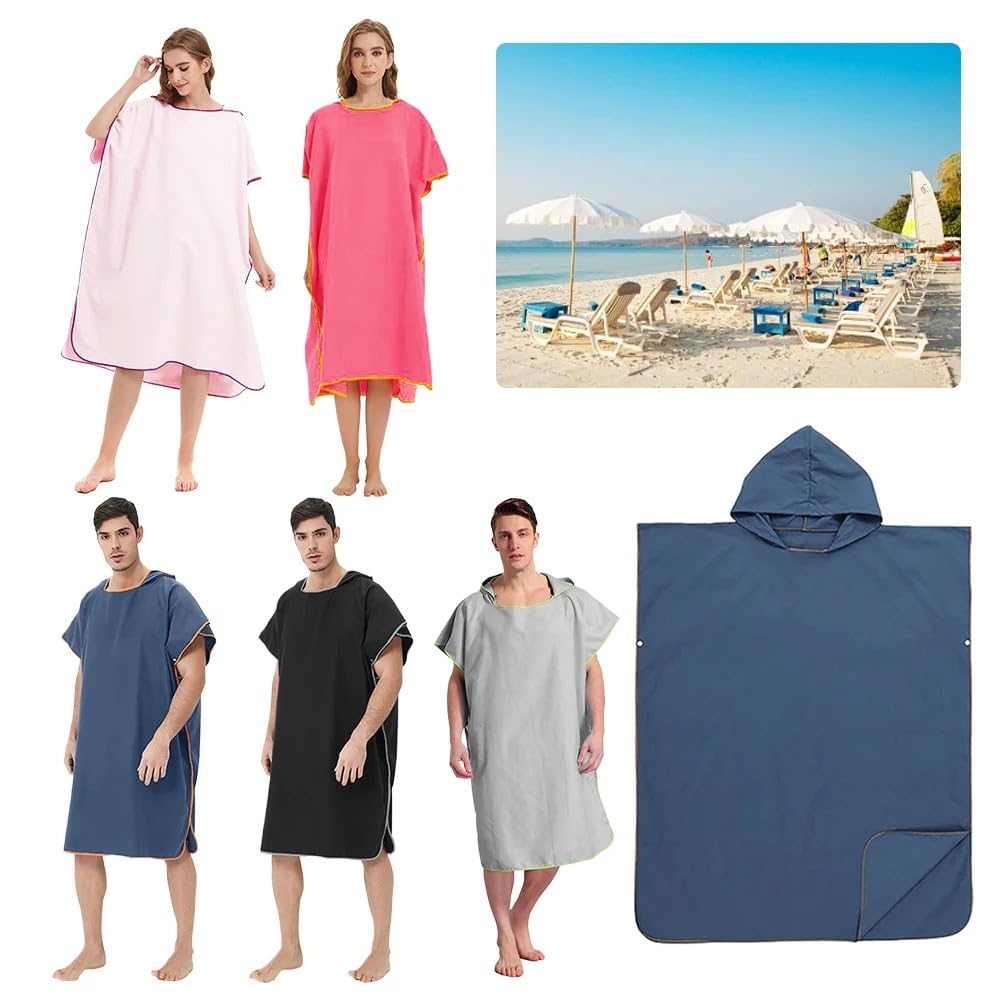 Sweat à Capuche avec Serviette Poncho en Fibre de Polyester | Plongée surf multicolore : après utilisation de l'eau(Rose Gold)