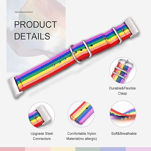 Miniatura 10 de Bandmax Correas de reloj compatibles con Fitbit Charge 3 Smartwatch, LGBT Pride Nylon Charge 3, correas de repuesto duraderas para Fitbit 3 Sport