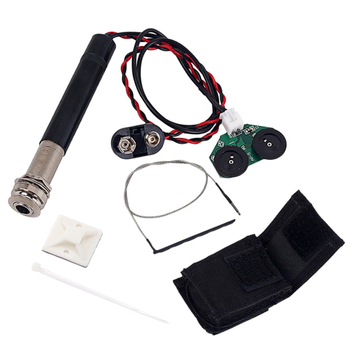 GALPADA Acoustic Guitar Piezo Pickup with Volume Tone Control Endpin Jack for Easy Installation Durable Preamp Sound for Folk Guitars Black