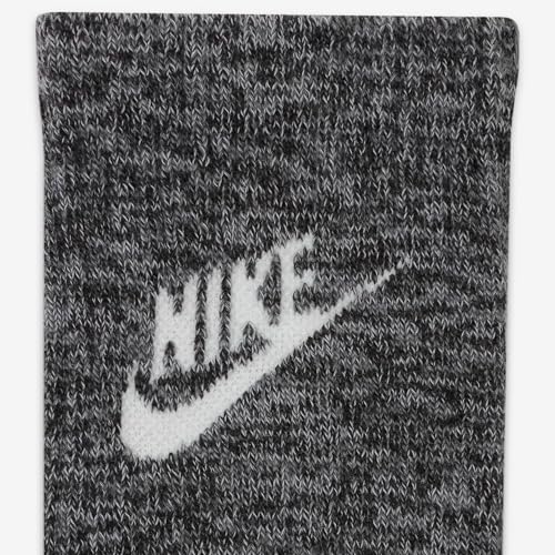 NIKE Everyday Plus Cushioned Crew Socks (2Pairs) DH3778-010 (BLACK/WHITE), Size S4