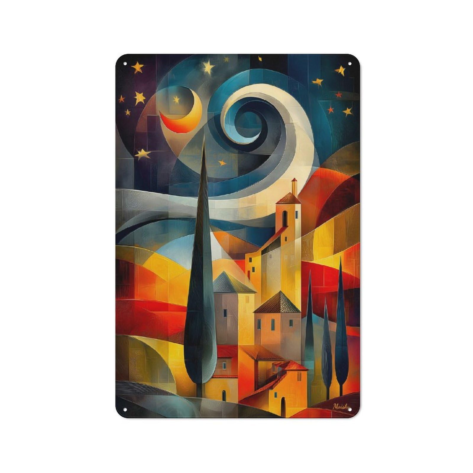 Junmoney Dreamscape Under A Starry Sky Retro Tin Sign 30X20cm For Living Room Or Hallway, For Cooler-Season Styling In Living Room And Hallway